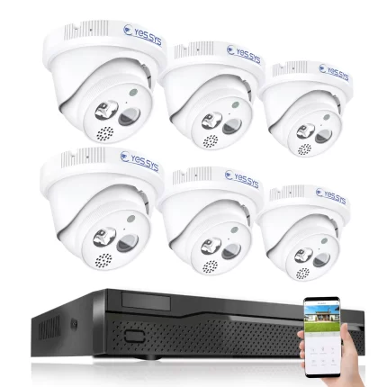 6pcs 5MP Two-way Audio Camear POE System