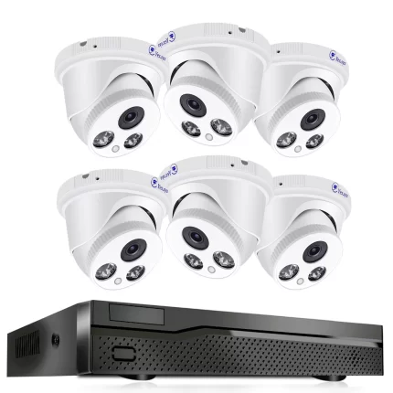 6pcs 5MP Audio ColorVu POE 8CH NVR Security Camera System Two way audio