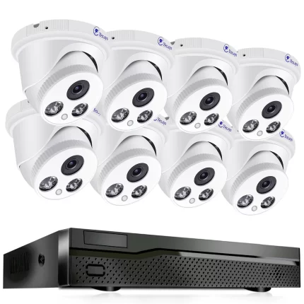 8pcs 5MP Audio ColorVu POE 8CH NVR Security Camera System Two way audio