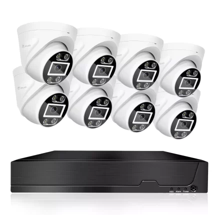 8pcs 4MP Audio ColorVu POE 8CH NVR Security Camera System Two Way Audio
